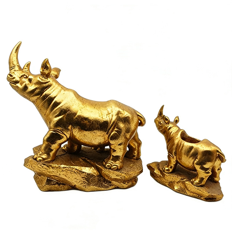 Mother and Son Rhino Sculpture