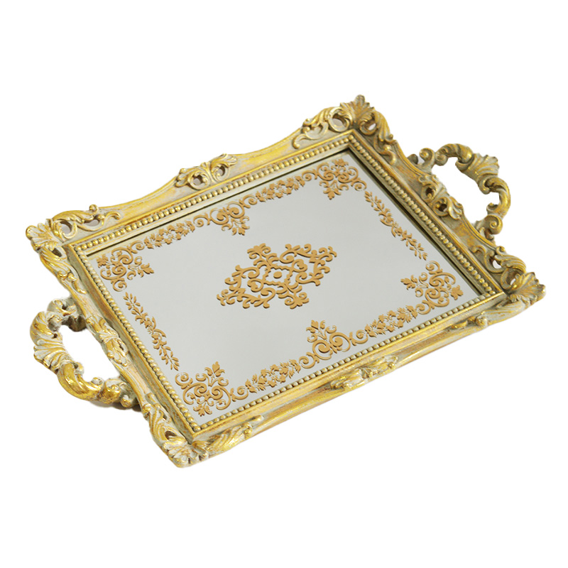 European-style engraved mirror surface vintage tray
