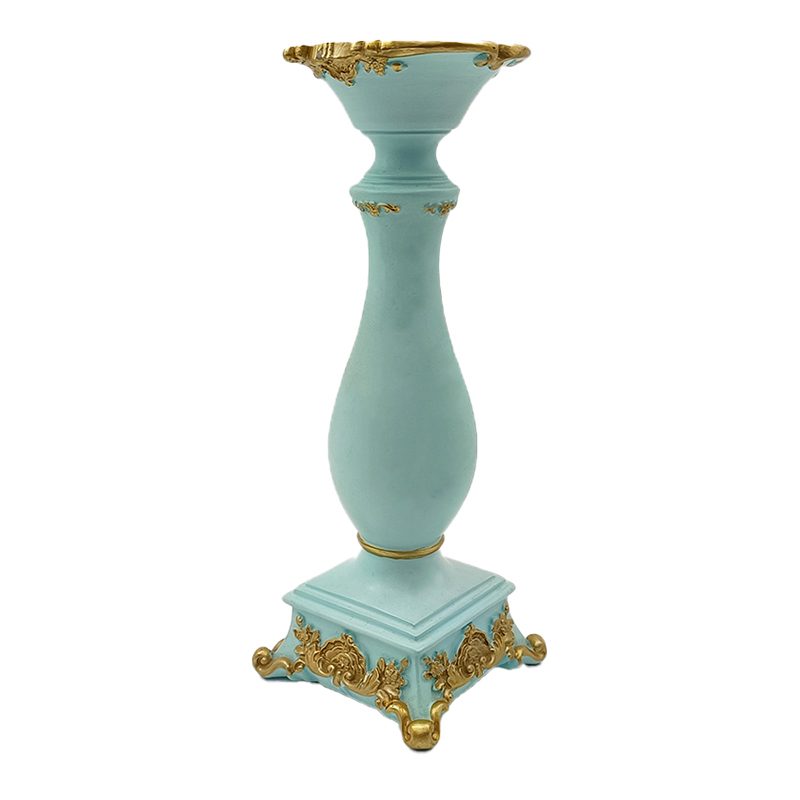 European-style gilded resin candlestick - Tiffany Blue